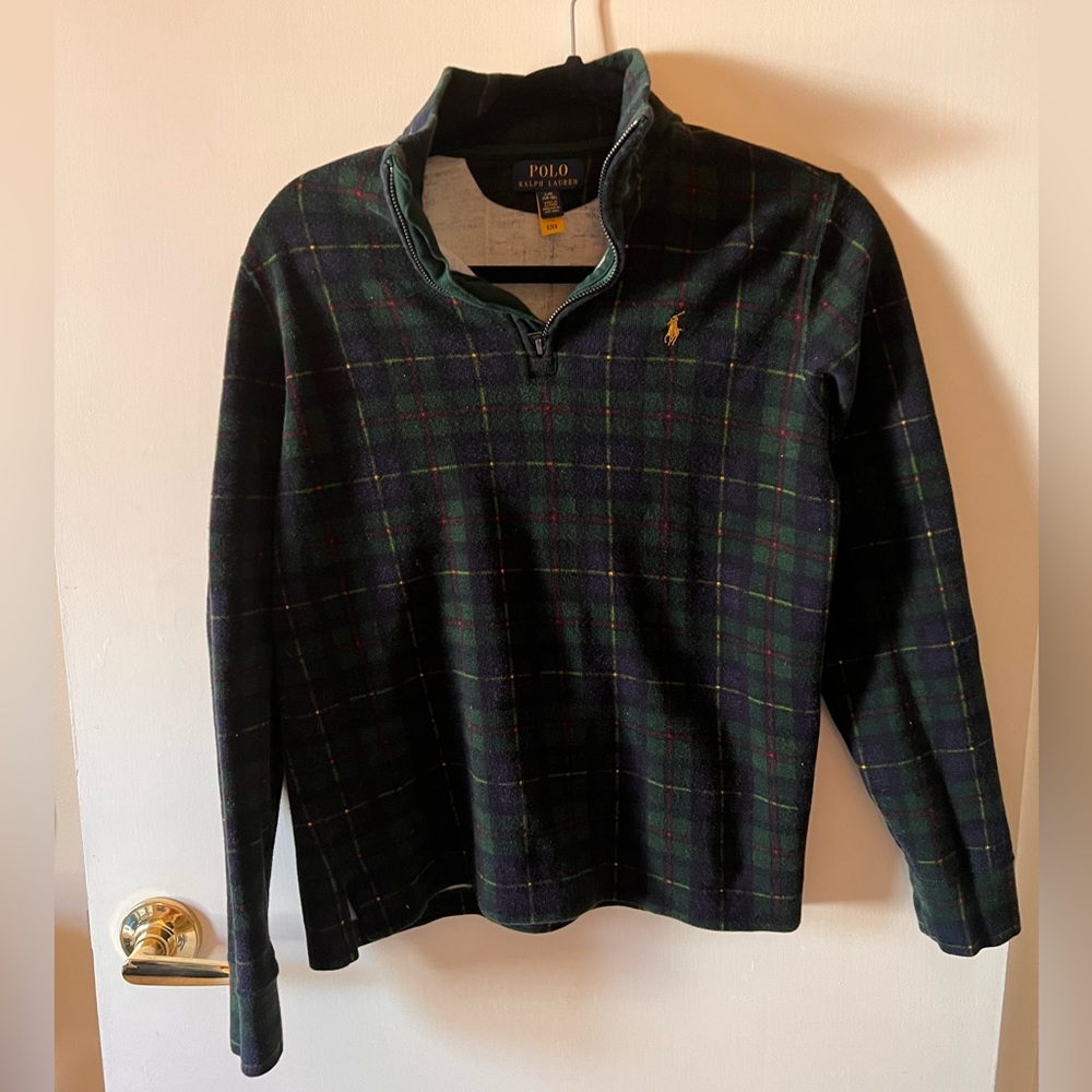 Boys Plaid Ralph Lauren Quarter Zip Sweater